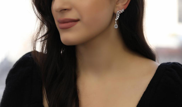 Delicate Dangling Wings Diamond Pave Earcrawler