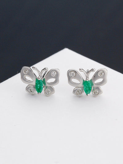 Frea-fly Emerald Stud Earrings