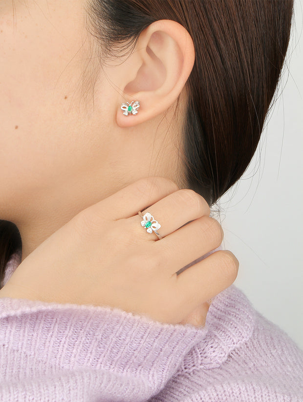 Frea-fly Emerald Stud Earrings