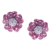 Small Flower Invisible Ruby Earring Ring Set