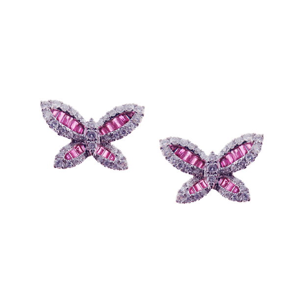 Small Butterfly Ruby Earring Ring Set