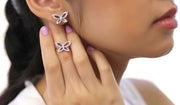 Small Butterfly Ruby Earring Ring Set