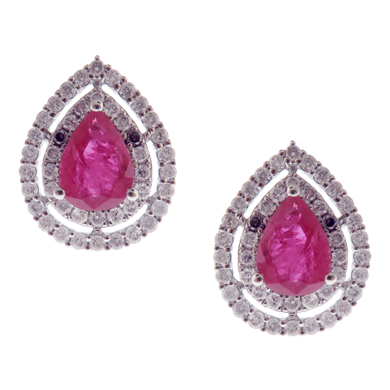 Medium Pear Ruby Earring Ring Set