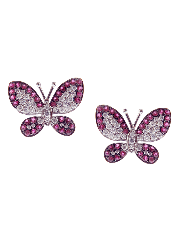 Aka-fly Ruby Diamond Earrings