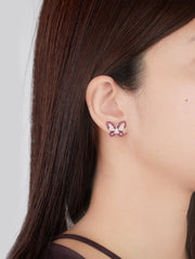 Aka-fly Ruby Diamond Earrings