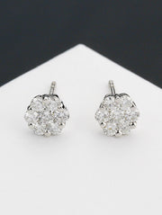 Almost Floral Round Diamond Stud Earrings