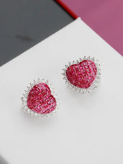 Aries Firey Ruby Heart Earrings