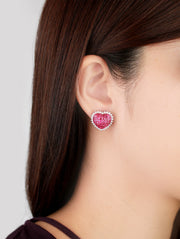 Aries Firey Ruby Heart Earrings