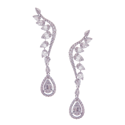 Delicate Dangling Wings Diamond Pave Earcrawler