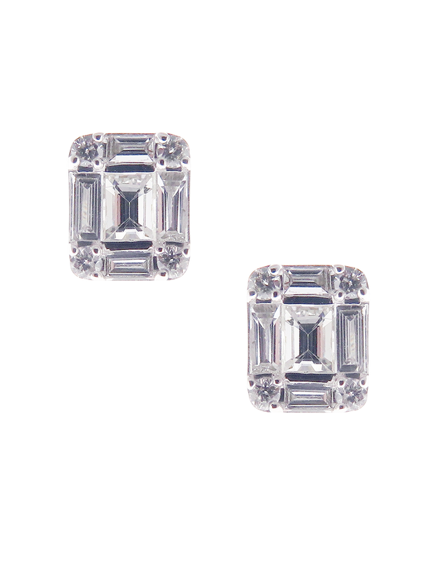 Mai Mini Baguette Diamond Stud Earrings