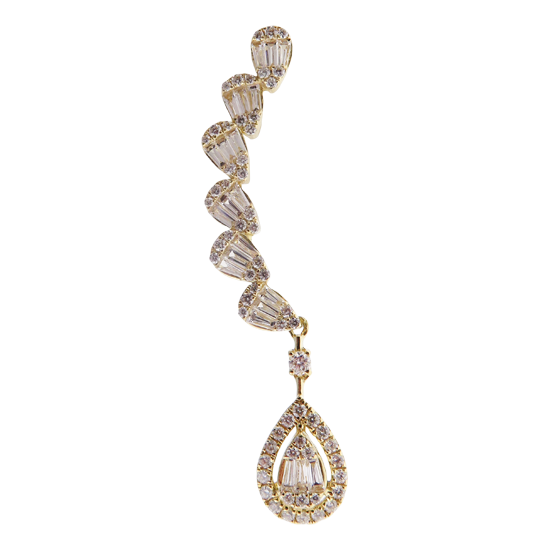 Delicate Dangling Wings Diamond Baguette Pave Earcrawler