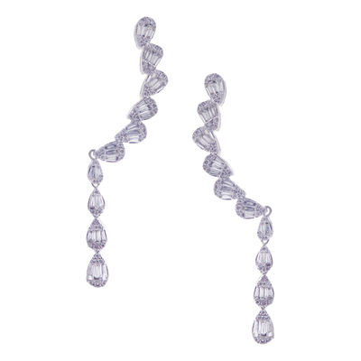 Dangling Simple Pear 6-Row Diamond Baguette Earcrawler