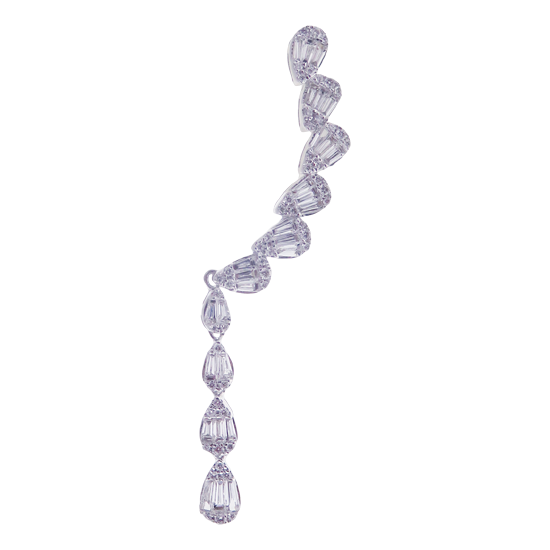 Dangling Simple Pear 6-Row Diamond Baguette Earcrawler