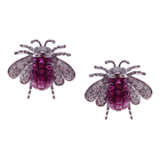 Small Ruby Invisible Bee Earring Ring Set