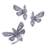 Half Butterfly Diamond Baguette Earring Ring Set