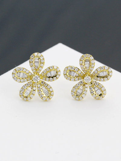 Chloris The Floral-5 Yellow Baguette Earrings