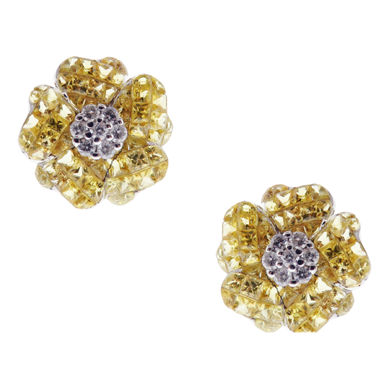 Aries Calm Yellow Sapphire Floral-5 Bloom Earring