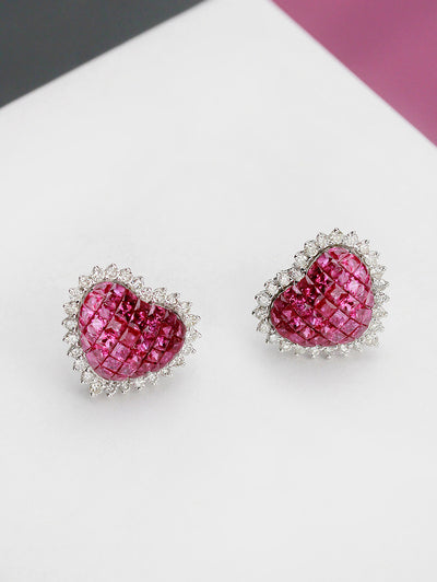 Aries Fira Ruby Heart Earrings