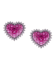 Aries Fira Ruby Heart Earrings