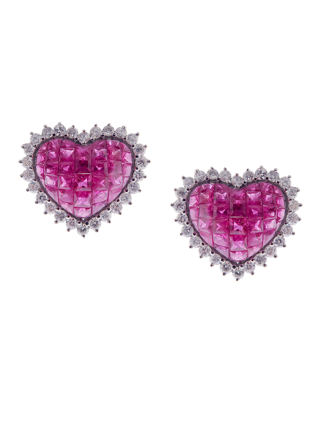 Aries Fira Ruby Heart Earrings