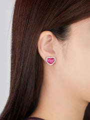 Aries Fira Ruby Heart Earrings