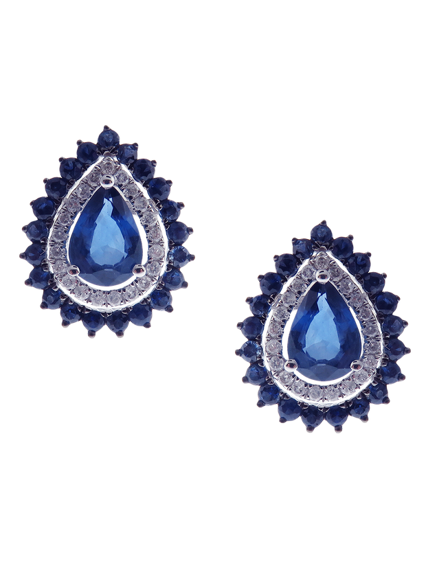 Neptune Drop with Sapphire Round Earrings