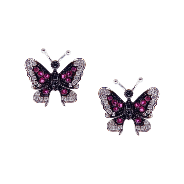 Small Butterfly Ruby Earring Ring Set