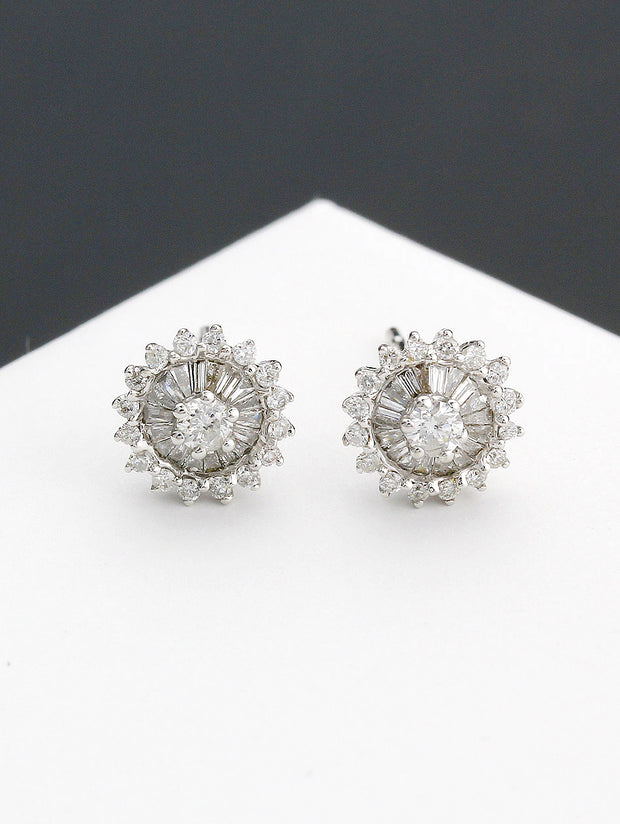 Helios in White Baguette Round Earring