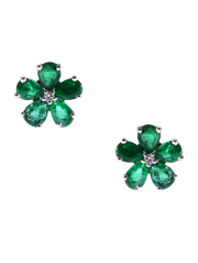 Leafie Flower Emerald Earrings