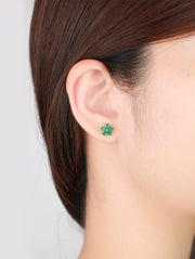 Leafie Flower Emerald Earrings