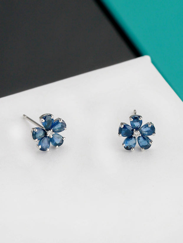 Azure Flower Sapphire Earrings