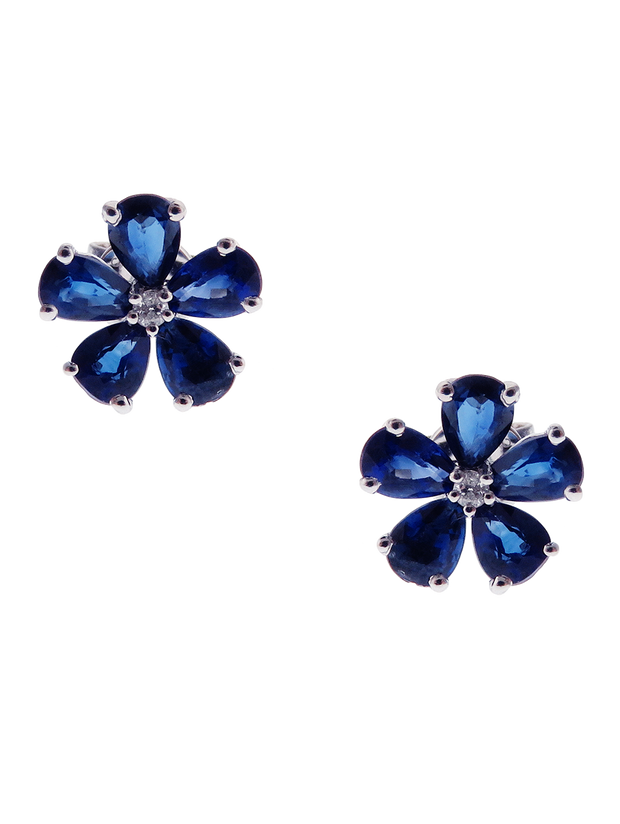 Azure Flower Sapphire Earrings