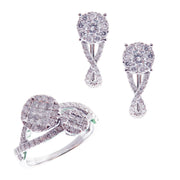 Double Circle Diamond Band Earring Ring Set