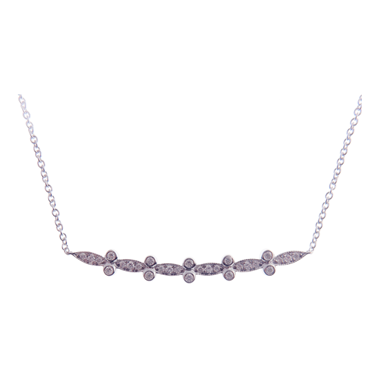 Linear Pave Ball Diamond Line Necklace Pendant