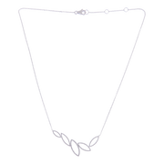 Hollow Petal Pave Ball Diamond Line Necklace Pendant