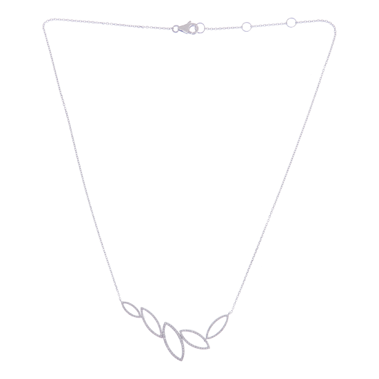 Hollow Petal Pave Ball Diamond Line Necklace Pendant