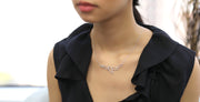 Hollow Petal Pave Ball Diamond Line Necklace Pendant