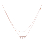 Double Strand Drop Pave Bar Diamond Line Necklace Pendant