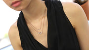 Double Strand Drop Pave Bar Diamond Line Necklace Pendant