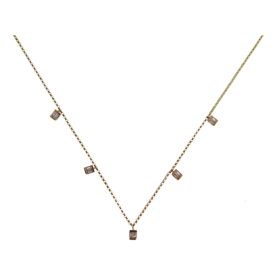 Small Baguette Line Linear Diamond Necklace Pendant