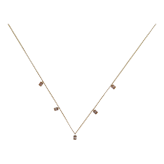 Small Baguette Line Linear Diamond Necklace Pendant