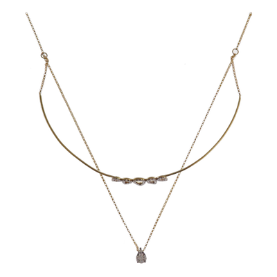 Double Strand Choker Pave Diamond Necklace Pendant