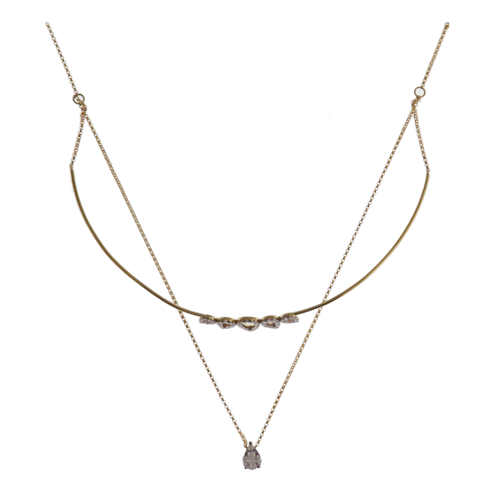 Double Strand Choker Pave Diamond Necklace Pendant