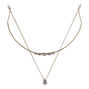 Double Strand Choker Pave Diamond Necklace Pendant