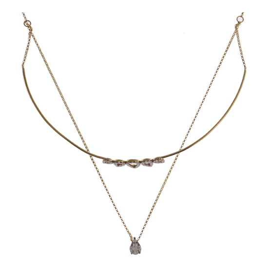 Double Strand Choker Pave Diamond Necklace Pendant