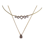 Double Strand Choker Pave Diamond Necklace Pendant