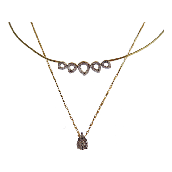 Double Strand Choker Pave Diamond Necklace Pendant