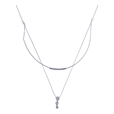 Double Strand Choker Pave Diamond Necklace Pendant