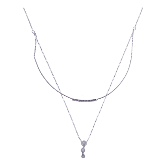 Double Strand Choker Pave Diamond Necklace Pendant