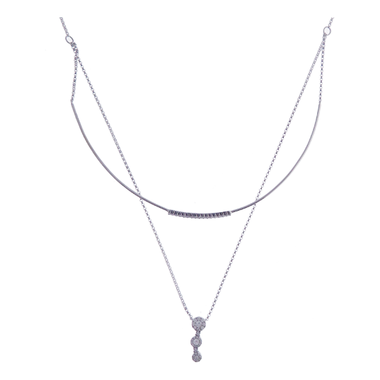 Double Strand Choker Pave Diamond Necklace Pendant